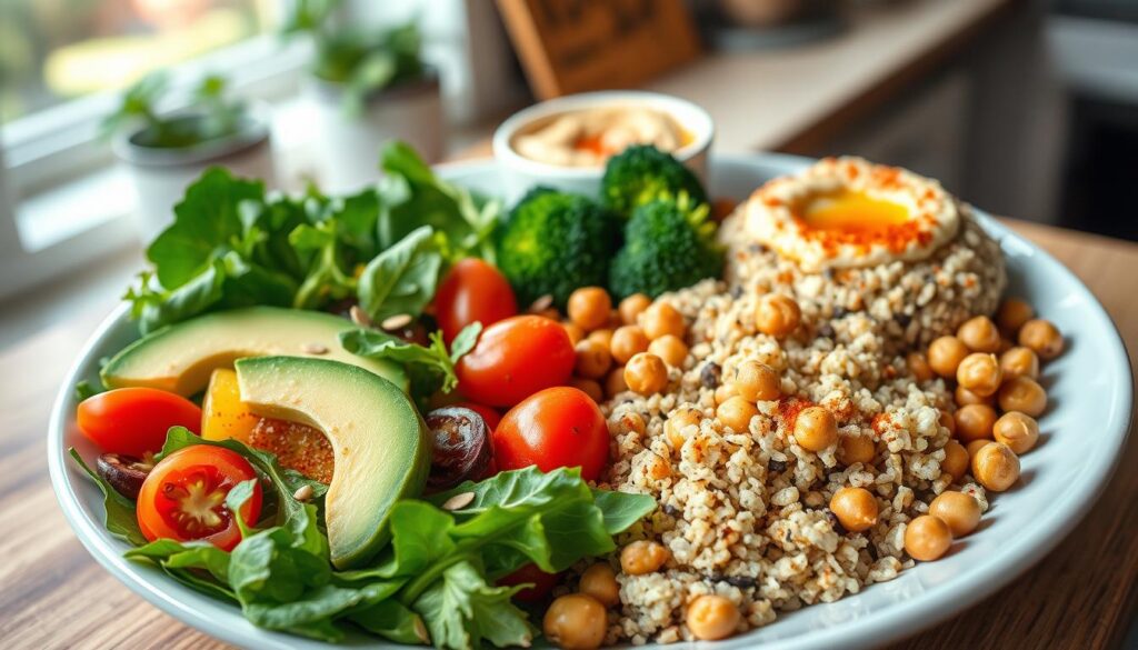 sundt vegansk måltid tallerken model